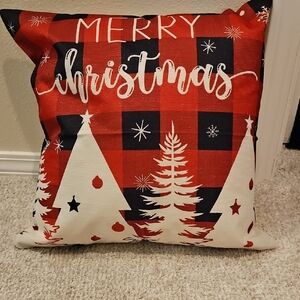 Festive Red and White Christmas Pillow